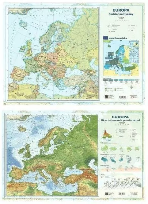 Mapa Europy A2. Dwustronna ścienna - tantis.pl