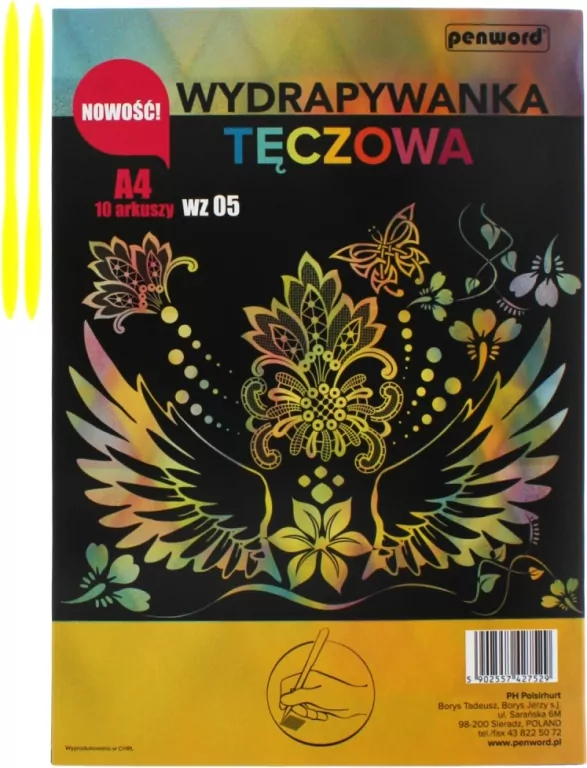 Wydrapywanka tęczowa A4 (10 arkuszy) multikolor + 2 rylce - tantis.pl