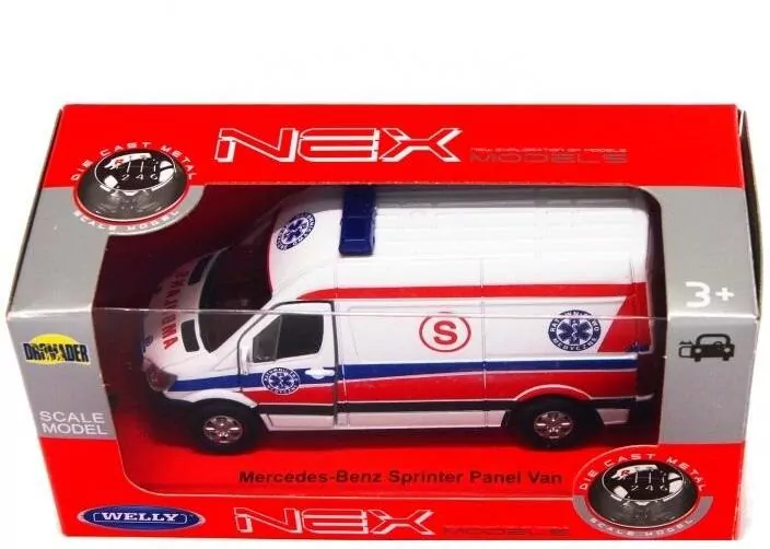 Welly . Mercedes Sprinter 1:34 Pogotowie biały - tantis.pl