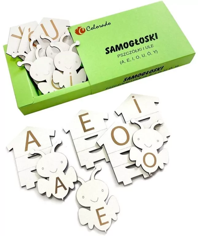 Samogłoski - pszczółki i ule (duże litery) - tantis.pl