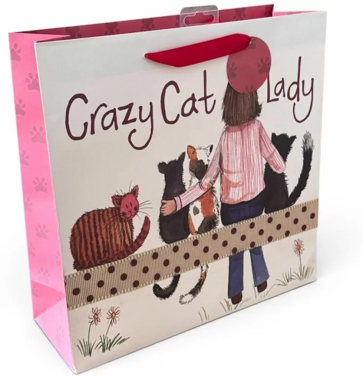 Torebka prezentowa duża - Crazy Cat Lady Kociara - tantis.pl