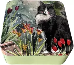 Puszka średnia kwadrat Kot i tulipany