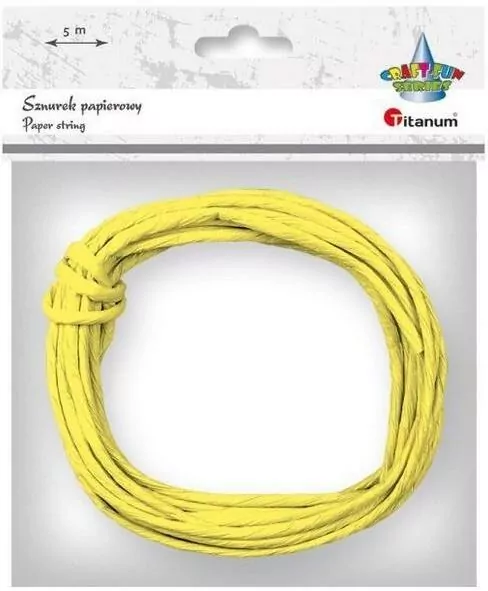 Sznurek papierowy 3.5 mm x 5 m, cytrynowy - tantis.pl