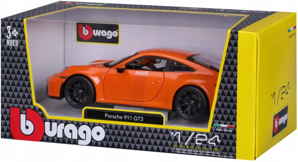 BBURAGO. Porsche 911 GT3, pomarańczowy 1:24 - tantis.pl