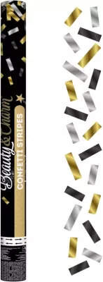 Konfetti pneumatyczne B&C złoto - srebrno- czarne / foliowe 60cm