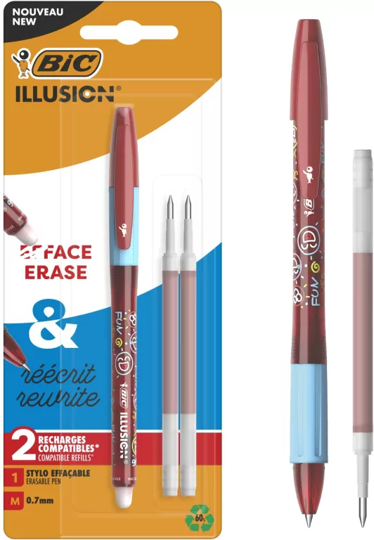 Długopis żelowy Illusion 0,7mm czerwony 1+2szt BIC - tantis.pl