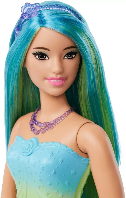 Barbie Księżniczka. Lalka Niebiesko-zielony strój - tantis.pl