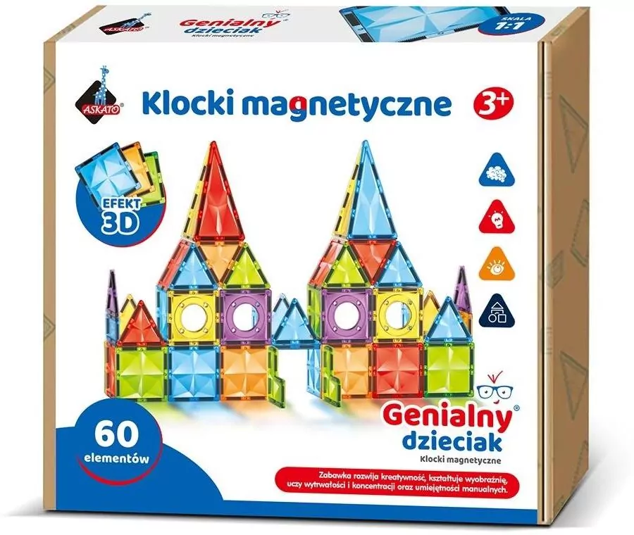 Klocki magnetyczne 60 elementów - tantis.pl