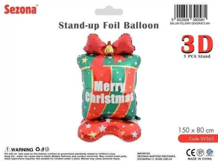 Balon Boże Narodzenie Prezent 150x80cm - tantis.pl