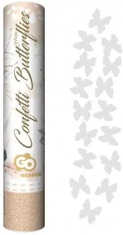 Konfetti pneumatyczne białe motylki 30cm - tantis.pl