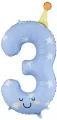 Balon foliowy Cyfra 3 niebieski 86cm - tantis.pl