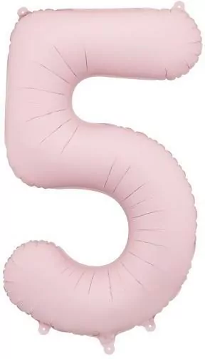 Balon foliowy cyfra 5 86cm jasny różowy - tantis.pl