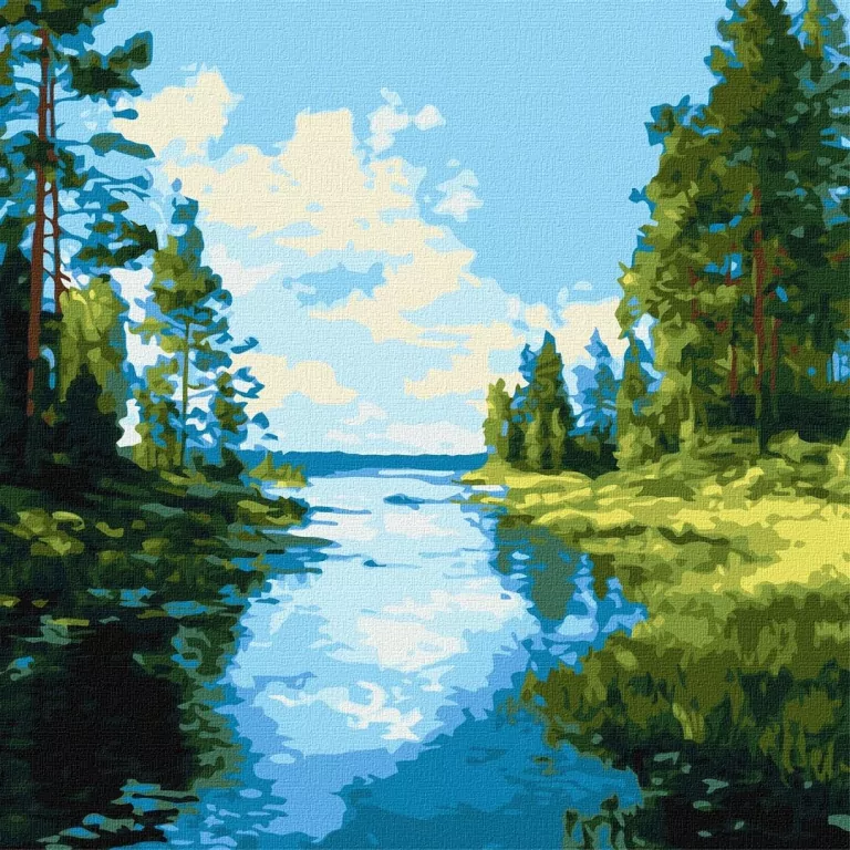 Malowanie po numerach - Cień i blask wody 40x40cm - tantis.pl
