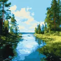 Malowanie po numerach - Cień i blask wody 40x40cm - tantis.pl