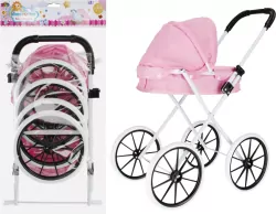 Wózek dla lalek głęboki metalowy, różowy