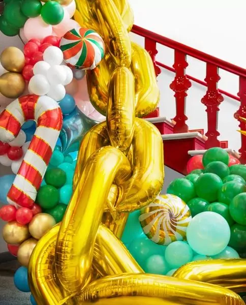 Girlanda balonowa. Łańcuch złoty 6,7m, 14 sztuk - tantis.pl