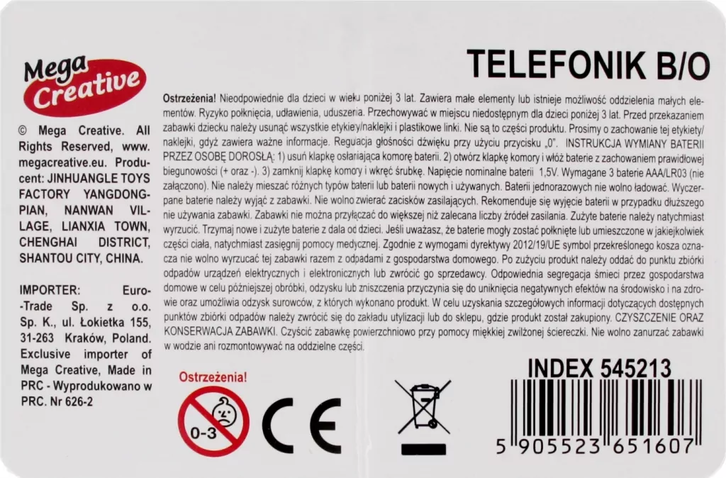 Telefonik 16 cm Króliczek - tantis.pl