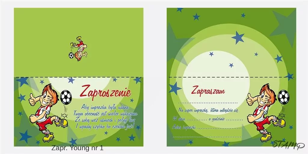 Zaproszenia Young Chłopiec wzór nr 01 10szt - tantis.pl
