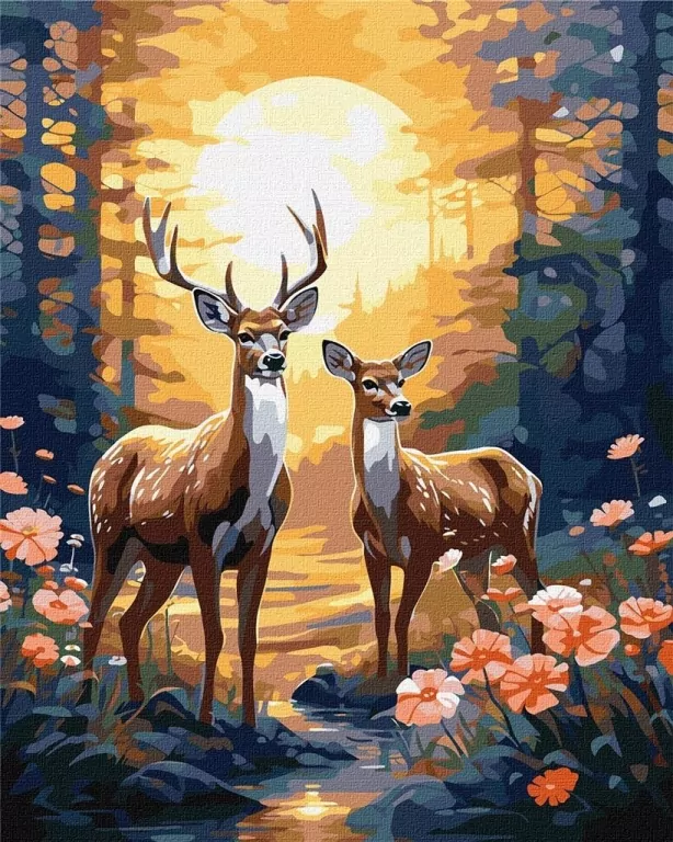 Malowanie po numerach. Wdzięczny jeleń 40x50cm - tantis.pl