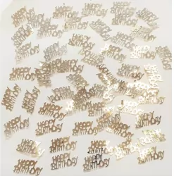 Konfetti metalizowane Happy Birthday srebrne