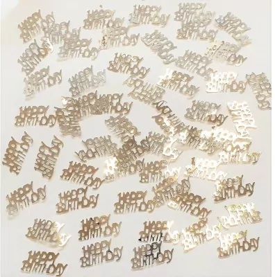 Konfetti metalizowane Happy Birthday srebrne