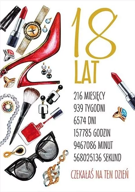 Karnet Party naklejany B6+koperta Urodziny 18 wz10 - tantis.pl