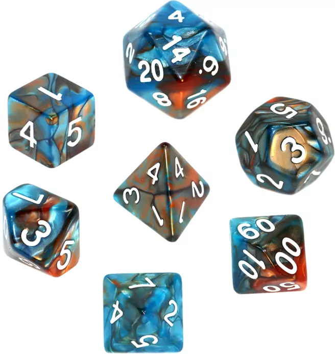 Komplet kości REBEL RPG - Dwukolorowe - Pomarańczowo-niebieskie - tantis.pl