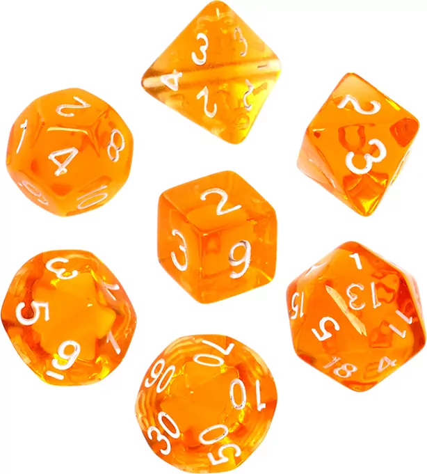 Komplet kości REBEL RPG - Mini Kryształowe - Pomarańczowe - tantis.pl