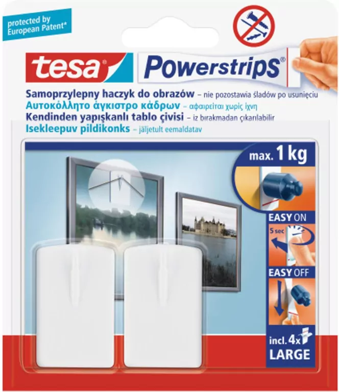 Haczyk samoprzylepny doobrazów biały 1kg 2szt - tantis.pl
