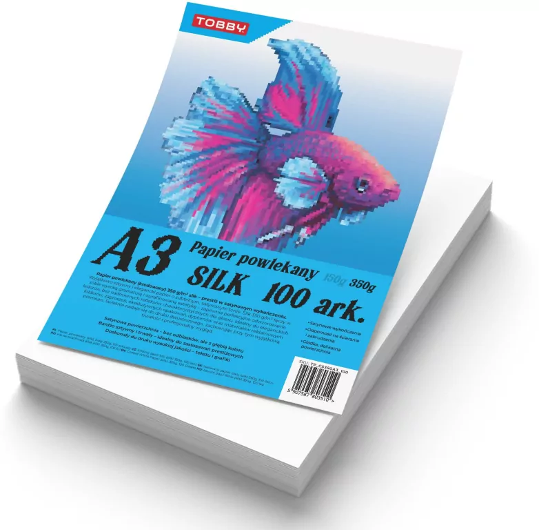 Papier kredowy powlekany A3 350 g/m silk 100 ark - tantis.pl