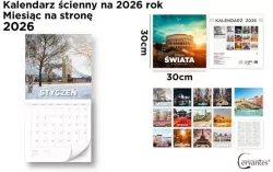 Kalendarz 2026 ścienny 30x30cm Miasta świata