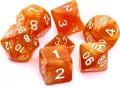 Komplet kości RPG. Ciemnożółte (białe cyfry). Perłowe. REBEL - tantis.pl