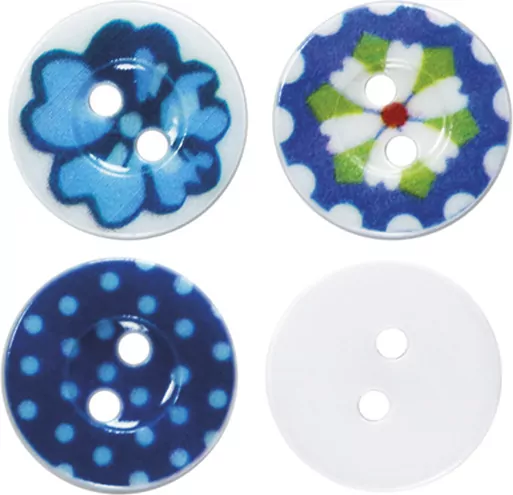 Guziki plastikowe okrągłe 15 mm niebieskie, mix - tantis.pl