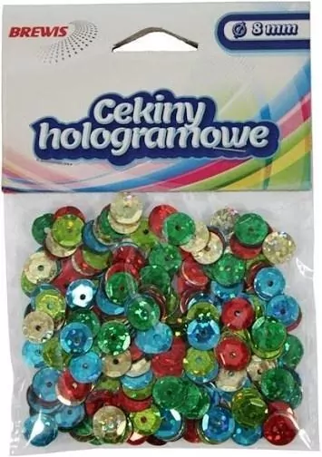 Cekiny hologramowe 8mm 10g mix - tantis.pl