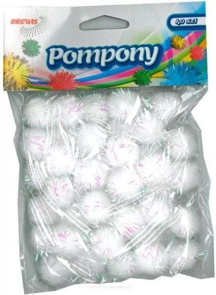 Pompony metaliczne białe 2cm - tantis.pl