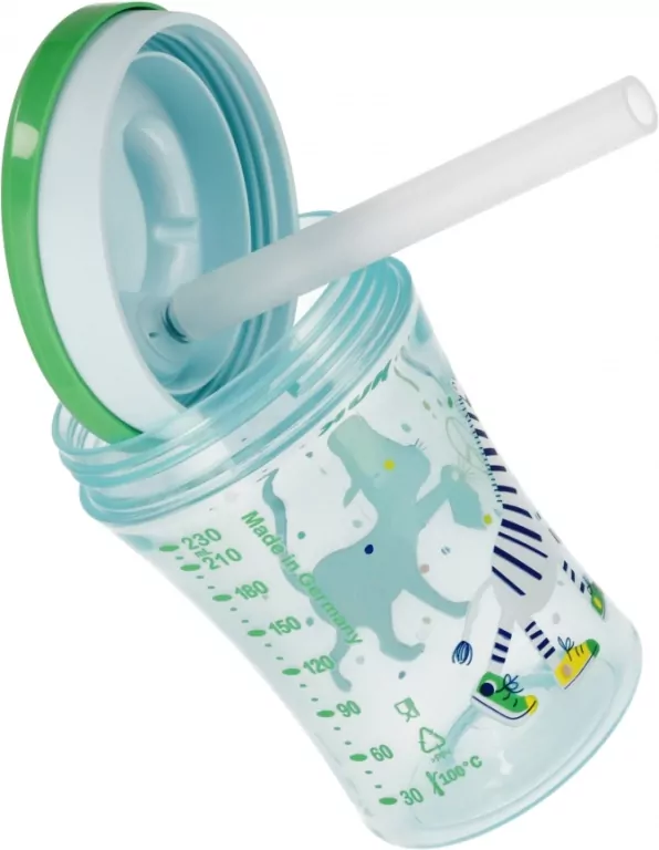 NUK. Atcion Cup. Kubek ze słomką zmieniający kolor 230ml. 12 miesięcy. Żyrafa - tantis.pl