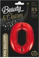 Balon foliowy. Cyfra 0. Czerwony 85cm - tantis.pl