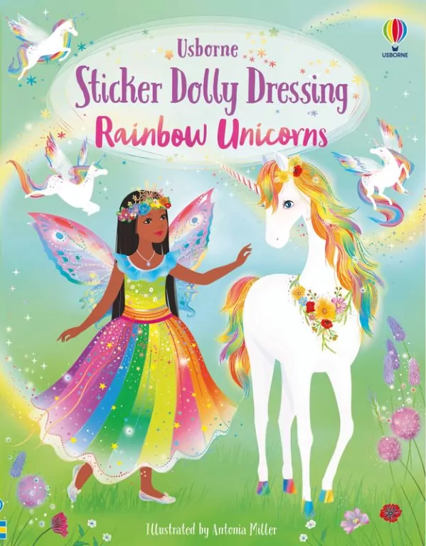 Sticker Dolly Dressing. Rainbow Unicorns wer. angielska - tantis.pl
