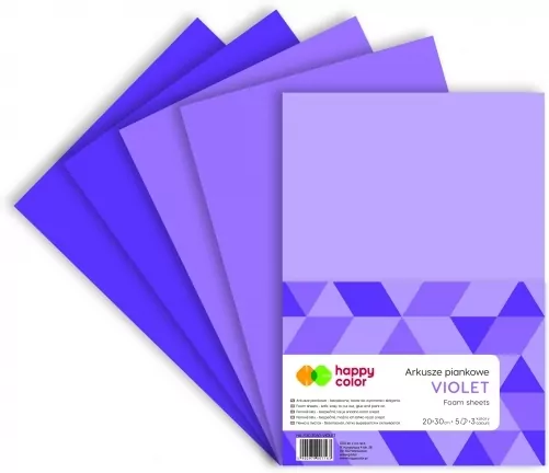 Arkusze piankowe fiolet A4 5szt. HAPPY COLOR - tantis.pl