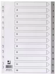 Przekładki A4 PP szare 12 kart