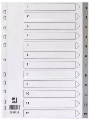 Przekładki A4 PP szare 12 kart