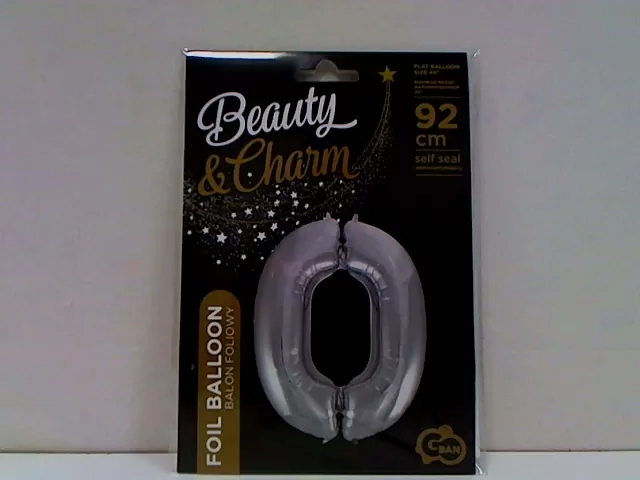 Balon foliowy cyfra 0 Beauty&Charm srebrna 92cm - tantis.pl