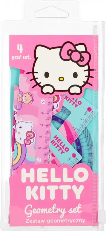 Zestaw geometryczny Hello Kitty Pink 4 sztuki - tantis.pl