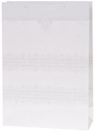 Torebka Lux 14,5x15x6,5cm brokat biała ROZETTE. 1 sztuka - tantis.pl
