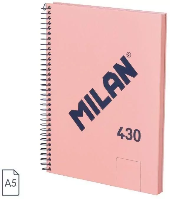 Zeszyt na spirali A5/80K gładki 1918 różowy MILAN - tantis.pl
