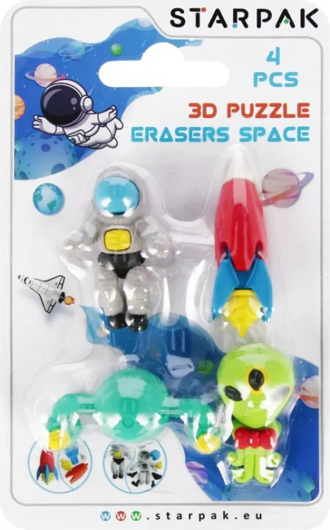 Gumka do mazania 3D puzzle 4 sztuki Space - tantis.pl