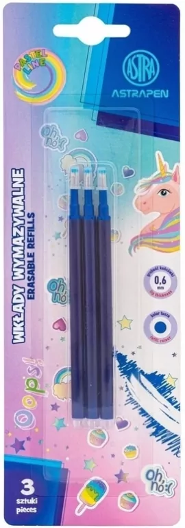 Wkłady wymazywalne niebieskie ASTRAPEN Oops! UNICORN 3 szt. blister - tantis.pl