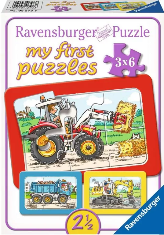 Ravensburger. Puzzle 3x6 elementów. Pojazdy - tantis.pl