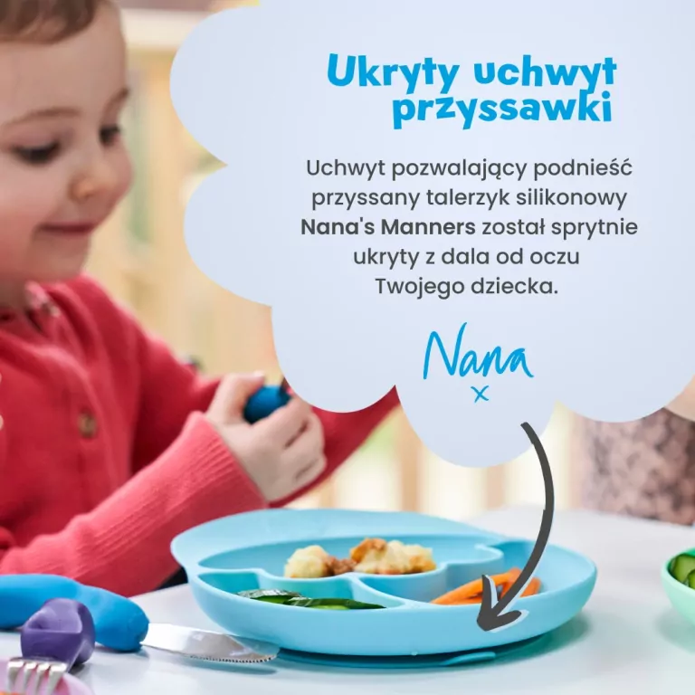 Nana's Manners Talerz silikonowy z przyssawką niebieski - tantis.pl