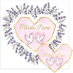 Karnet KW ślub lawendowe serce